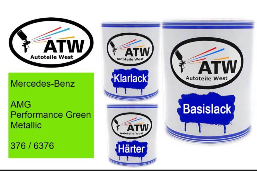 Mercedes-Benz, AMG Performance Green Metallic, 376 / 6376: 1L Lackdose + 1L Klarlack + 500ml Härter - Set, von ATW Autoteile West.